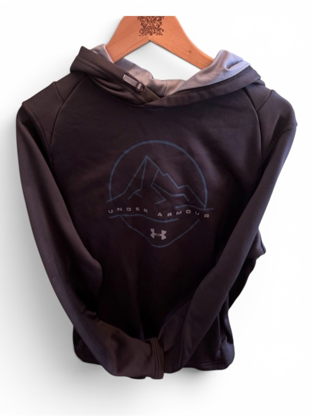 Under Armour Hooded Pullover – Women’s LG Charcoal Gray Midweight Hoodie